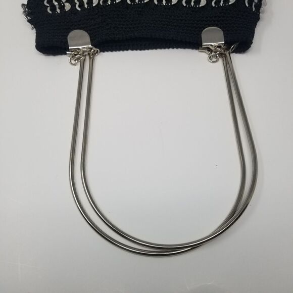 Black Macrame Shoulder Bag with Pop Tabs - Picture 10 of 13